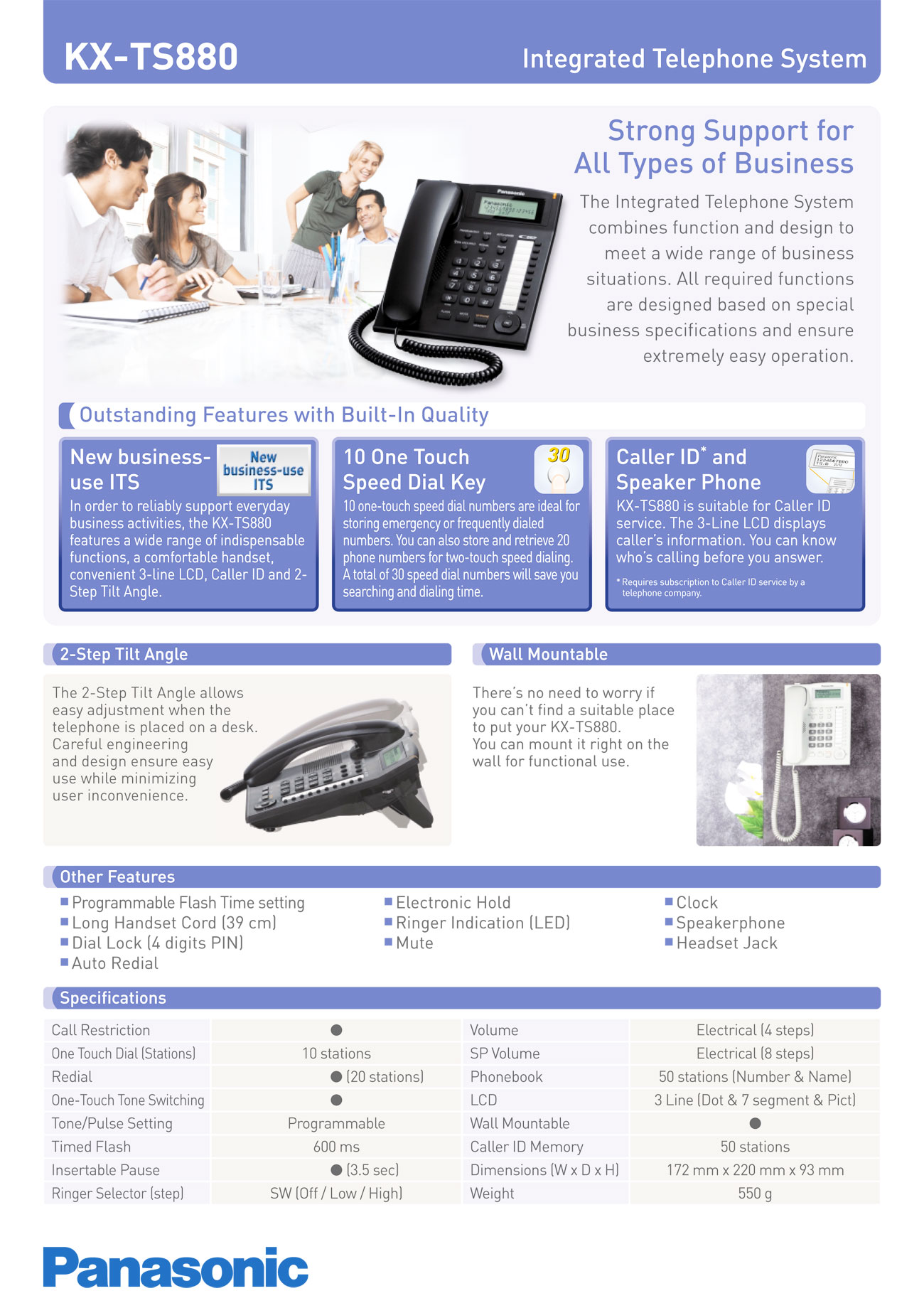 KX-TS880MX,โทรศัพท์สายเดียว,Singleline,Telephone,โทรศัพท์ตั้งโต๊ะ,ใช้กับ,ตู้สาขาโทรศัพท์,Panasonic