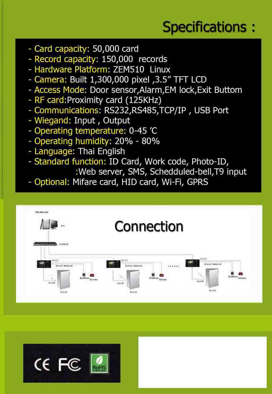 ZK S880 Time Attendance RFID Systems keycard 