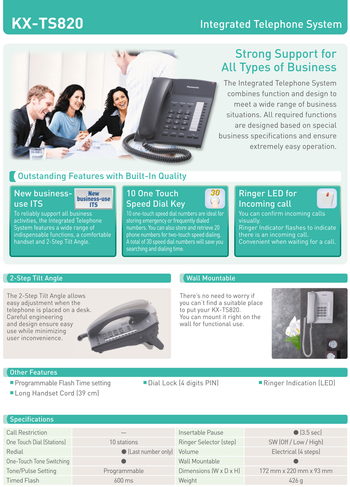 KX-TS820MX,โทรศัพท์สายเดียว,Singleline,Telephone,โทรศัพท์ตั้งโต๊ะ,ใช้กับ,ตู้สาขาโทรศัพท์,Panasonic