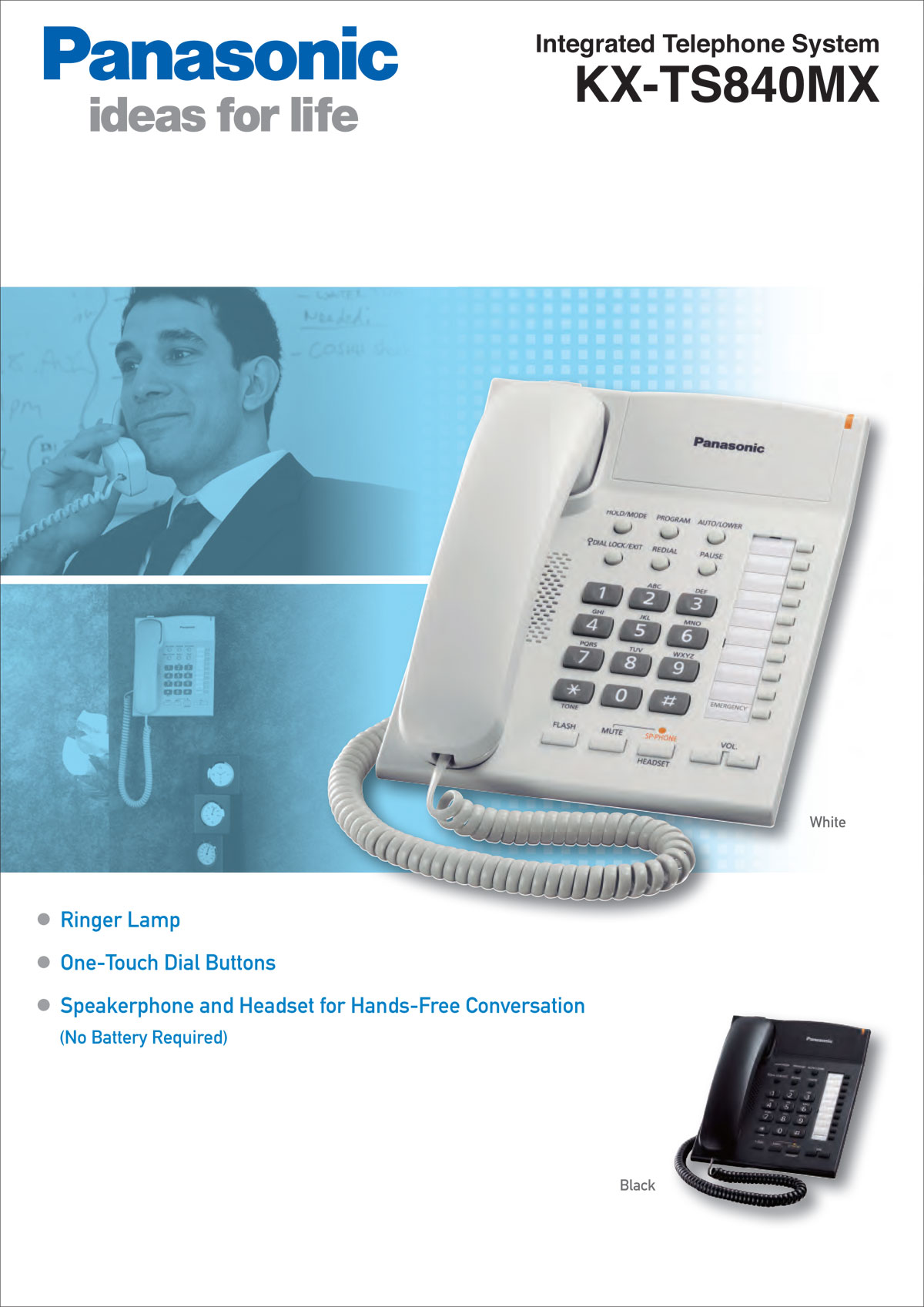 KX-TS840MX,โทรศัพท์สายเดียว,Singleline,Telephone,โทรศัพท์ตั้งโต๊ะ,ใช้กับ,ตู้สาขาโทรศัพท์,Panasonic