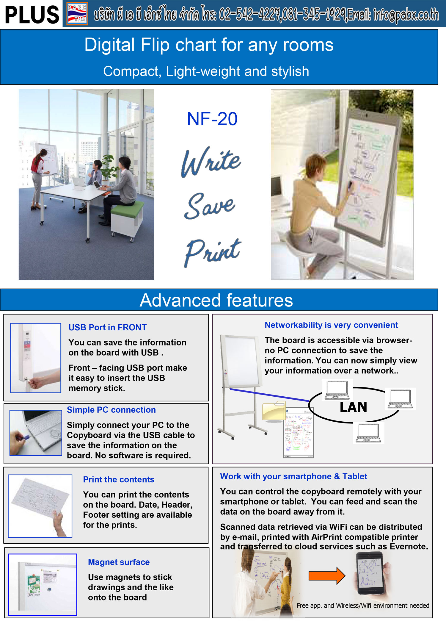 Plus NF-20  Electronic Copyboard Board กระดานอิเล็กทรอนิกส์อัจฉริยะ