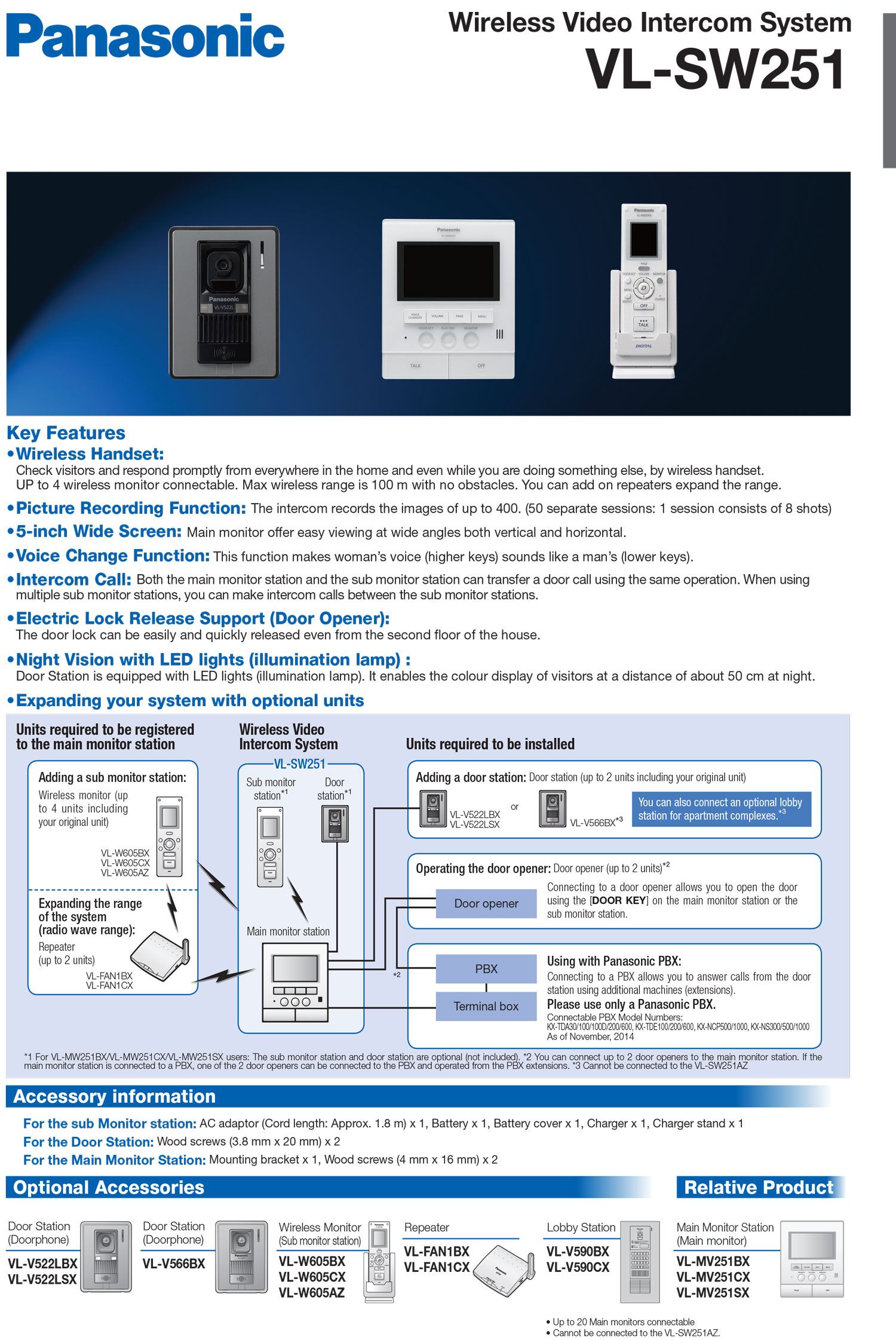 VL-SW251BX Video Intercom System